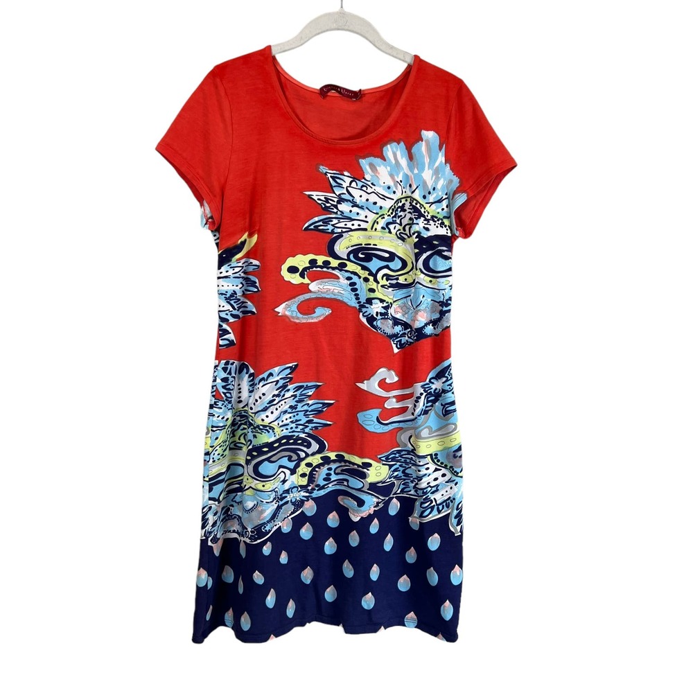Krimson Klover Dress Orange Print Women's M
